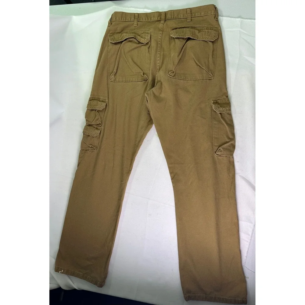 Wrangler Jeans Co Brown Cargo Pants Mens Cotton‎ Relaxed Workwear Utility 34x32